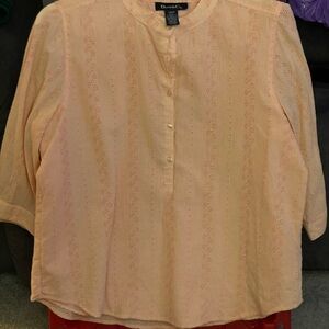 Denim&Co Light Coral Eyelet Blouse